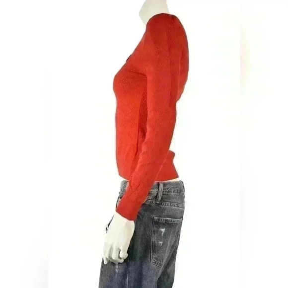 MERYLL ROGGE Red Bodycon Tech Lace Polyamide Daisy Bodycon Top Medium - Picture 5 of 6